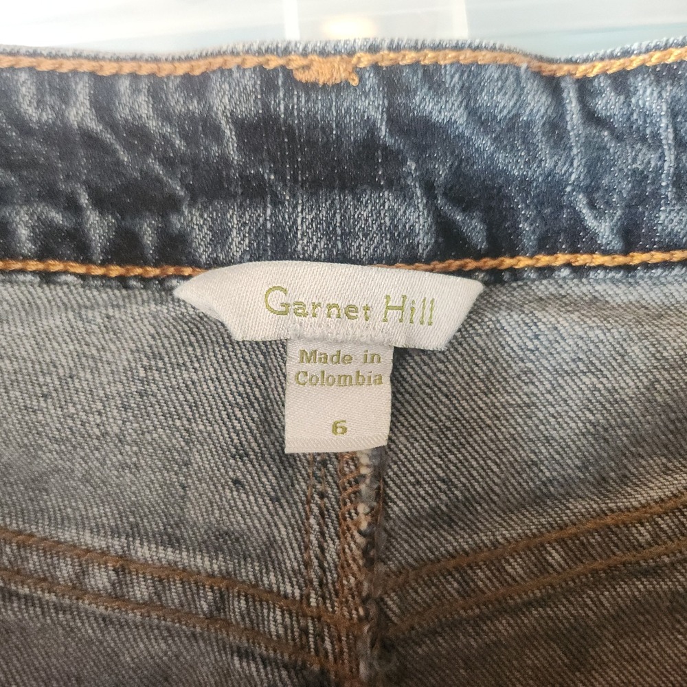 GARNET HILL Stretch Denim Pencil Skirt Size 6 Medium Wash Blue $98 - Picture 4 of 5